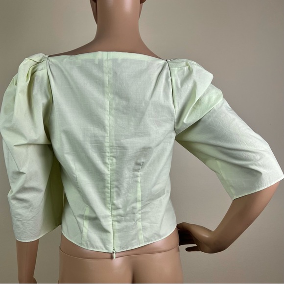 NEW VINCE GREEN COTTON SQUARE NECK TOP - Picture 8 of 9